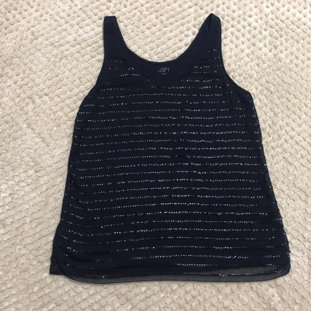 Loft Sequined Navy shell size Large